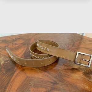 Cole Haan Belt, Light Brown Leather, Silver Buckle